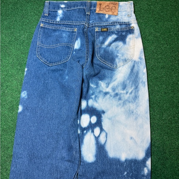 VTG 70s INSANE Lee Rider Talon Zip Slim Straight Bleached 26x34 Med Wash Jeans - Picture 3 of 10